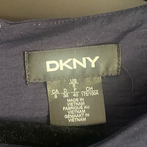 DKNY Navy Boat Neck Flutter Sleeve Dress. Size 8. - Picture 10 of 12